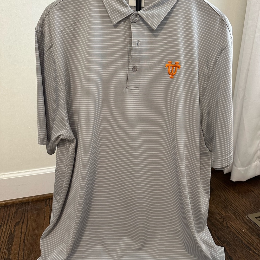 Classic Gray Striped Polo Shirt